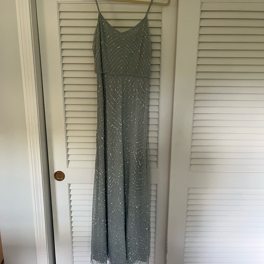 Elegant Sage Green Spaghetti Strap Maxi Dress